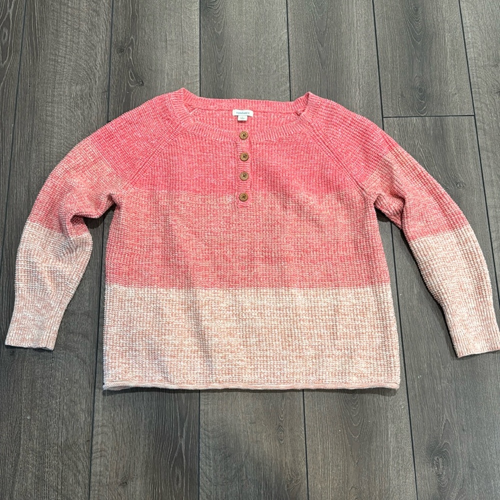 Sundance Avedon Sweater Women Size L Pink Ombre Knit Henley